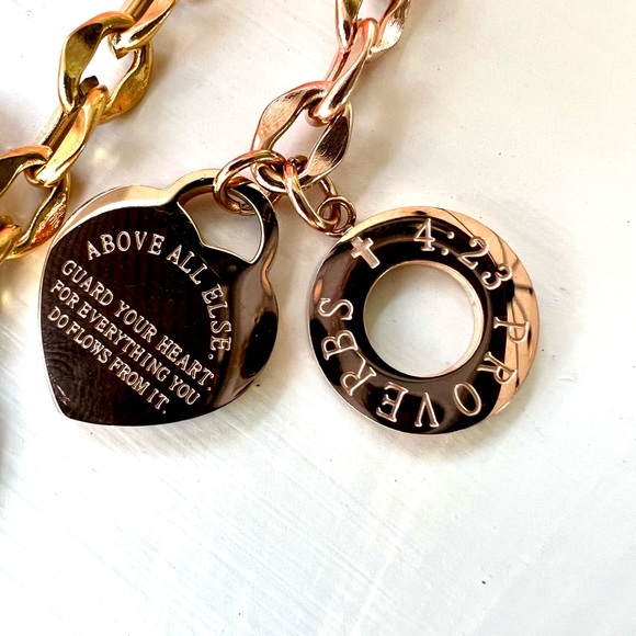 2 Piece Set! Choker & Bracelet Proverbs 4:23 Heart - Picture 9 of 13